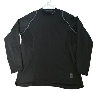 Nike Pro Hyperwarm Mens Large Black Mock Neck Long Sleeve Fitted Base Layer Top